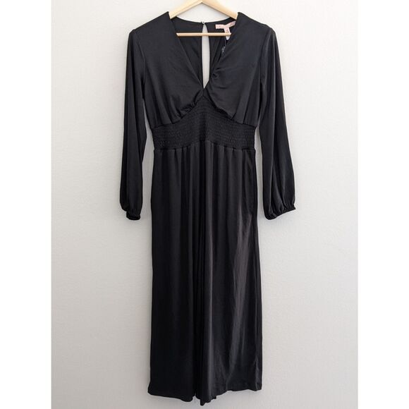 Hutch Pants - NWT Anthropologie Hutch Wide Leg V-Neck Black Jumpsuit Size Medium Retail $170